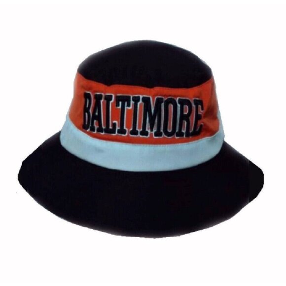 Baltimore Embroidered Name Orange White Bucket Sun Hat NEW Fast Ship - Picture 1 of 4